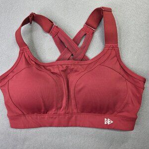 Yvette Sports Bra Womens Medium Red Criss Cross Back High Impact Workout Gym
